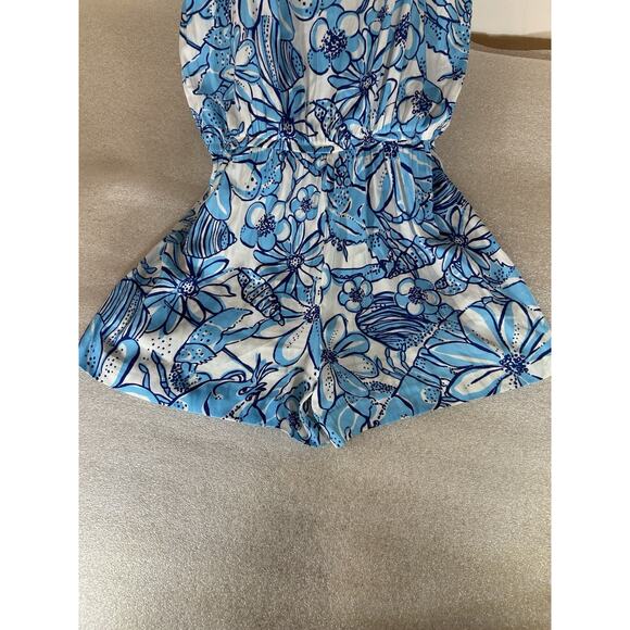 Lilly Pulitzer Womens Deanna Romper Large Succulent Blue Pop 1 Piece Beach - Picture 2 of 8